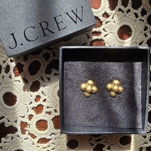 J. Crew Fashion Ball Flower Gold Tone Stud Earrings